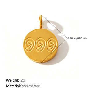 Ciondoli Portafortuna F201 in Acciaio Inossidabile Dorato con Numeri da 111 a 999 per Braccialetti Fai-da-Te - Product Image 6