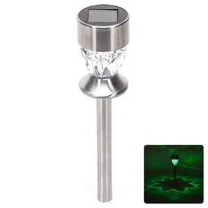 Luce LED solare ambientale per prato, acciaio inossidabile, design a diamante, RGB, ideale per decorazione esterna e valorizzazione - Product Image 1
