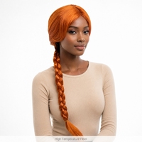 Perruque synthétique tressée longue à une seule tresse avec raie centrale, style gingembre, pour cosplay de personnage d'anime ou de film, de l'usine Yongbin