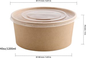 Tazón de Papel para Almuerzo con Impresión Personalizada, Tazones Desechables de 24 oz para Sopa, Tazones de Papel Kraft para Ensalada con Tapa - Product Image 2