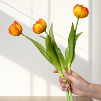 Bouquet de 3 tulipes artificielles en silicone souple, fleurs artificielles au toucher réel, pour hôtel, restaurant, salon, décoration de la maison
