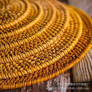 Anji Handmade Rattan Coaster Round Tea Mat Traditional Chinese Style <b>Bamboo</b> Weaving <b>Table</b> Pad for Teapot Teacup - Product Image 2
