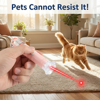 Mainan Laser Hewan Peliharaan 3-in-1 Portabel untuk Kucing Anjing, Desain Kartun Sederhana, Senter LED Genggam Mini Plastik, Daya Laser 5mW, Tersedia
