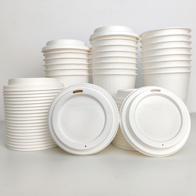 For Hot Drink Biodegradable Unbleached Sip Disposable Coffee Water 80mm 90mm Lid Compostable Cup Cover