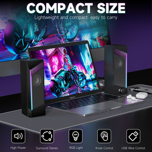 Altavoz RGB <span class=keywords><strong>2</strong></span>,0, altavoces estéreo para juegos de ordenador, bajo, alimentado por USB, altavoz para juegos de escritorio, barra de sonido para PC - Product Image 5