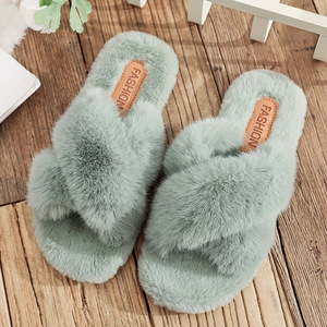 Fornitura di fabbrica a punta chiusa calda in pelliccia sintetica <span class=keywords><strong>con</strong></span> suola in TPR <span class=keywords><strong>scarpe</strong></span> di peluche per uso domestico da donna - Product Image 5