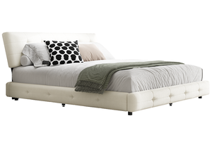 Modern <b>Queen</b> <b>Size</b> Adjustable <b>Bed</b> Frame Tufted Teak Wood Headboard Ultra-Soft Chenille Upholstery Eco-Friendly Convertible Design - Product Image 5