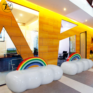 ม้านั่งไฟเบอร์กลาสทรงเมฆสีรุ้งทันสมัยสำหรับลานกลางแจ้ง เหมาะสำหรับพื้นที่สาธารณะ เช่น สวนสาธารณะ โรงยิม ห้างสรรพสินค้า และโรงแรม - Product Image 2