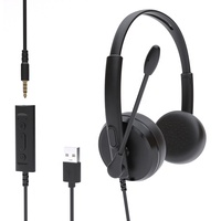 Headset Komputer USB LS-G34 Best Seller dengan Mikrofon 3.5mm yang Dapat Diputar, Driver 30mm, Bersertifikasi CE untuk Gaming PC dan Desain Sederhana