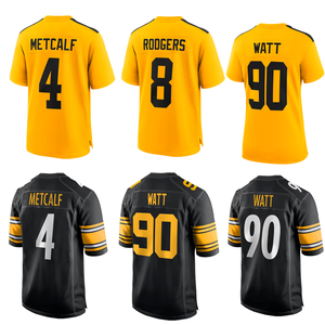 Camisetas de Fútbol Americano de Pittsburgh, Camiseta de Jugador Bordada <span class=keywords><strong>y</strong></span> Cosida # 4 Metcalf # 5 Ramsey # 6 Reinas # 8 Rodgers #   90 vatios - Product Image 1