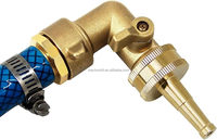 Coude de tuyau d'arrosage à 90 degrés avec robinet d'arrêt 3/4'' – Adaptateur de tuyau robuste avec 2 joints toriques en laiton massif pour l'irrigation de jardin