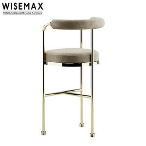 Chaise <span class=keywords><strong>de</strong></span> <span class=keywords><strong>bar</strong></span> haute en tissu velours <span class=keywords><strong>avec</strong></span> <span class=keywords><strong>accoudoir</strong></span>, meuble d'hôtel <span class=keywords><strong>de</strong></span> luxe, chaise <span class=keywords><strong>de</strong></span> <span class=keywords><strong>bar</strong></span>, dossier en métal doré, bon marché, 2 pièces - Product Image 4