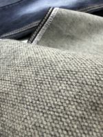 Tissu denim sergé noir tissé teint en fil, 65% coton, 33,5% polyester, 1,5% élasthanne, extensible et écologique, pour sacs de filles et de garçons