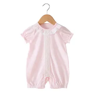 Nhà Máy Tùy Chỉnh Bán Buôn Tùy Chỉnh Hồng Flamingo In Bông Ruffle Bé Gái Rompers