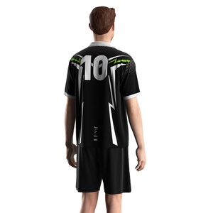 Maillot de football noir à col polo en V, uniforme de football respirant, col personnalisé pour les matchs décontractés - Product Image 4