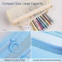 Étui à crayons portable, sac à crayons transparent en nylon personnalisé, sac de rangement à fermeture éclair, sac de papeterie scolaire pour enfants