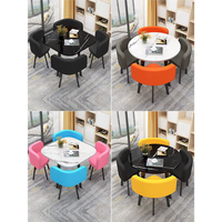 Ensemble de table et 4 chaises GEDO au design moderne et élégant en MDF carré, tables et chaises de restaurant