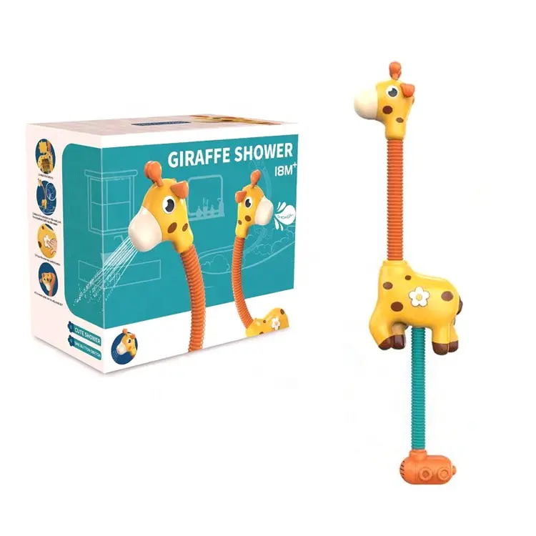 Bath toys animals yellow cute electric giraffe shower battery open summer toys for kids bathroom baby toy set