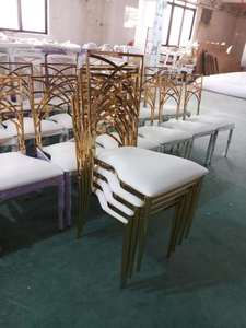 Chaises de jardin empilables en acier inoxydable blanc classique antique doré empilables légeres pour mariage - Product Image 5