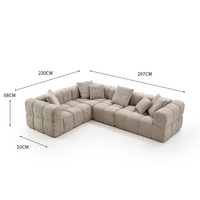 Canapé d'angle modulable en tissu style capitonné moderne, sans structure, compressé sous vide, pour salon