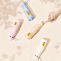 Logo personnalisé Mini parapluie de protection UV compact portable à cinq volets avec poche pour adultes housse de soleil et de pluie pliante avec étui à capsules