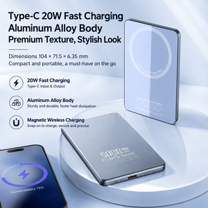 Powerbank HYTO Mini 5000mAh 6.35MM Ultrasottile con Logo Personalizzabile, Magnetico per Ricarica Wireless Sicura, 5000mAh per 15pro Max - Product Image 3