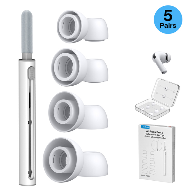 Wholesale Custom Original XXS XS S M L 5 Pairs Hearing Aid Soft Silicone Ear Tips for AirPods Pro 3 2025 with Cleaner Pen