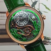 Montre mécanique squelette serpent pour homme, automatique, de luxe, boîtier incurvé, bracelet en acier inoxydable, cadran à aiguilles, squelette, à vibration satellite