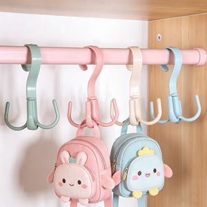 Multifunctional household underwear and hat hooks, no-<b>drill</b> storage rack, rotating four-claw hooks for hanging bags. - Product Image 1