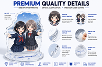 Exhibidor Acrílico con Base Desmontable Plateada, Directo de Fábrica, Acrílico con Efecto de Ondas de Agua, Impresión UV y Offset, Mica