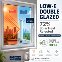 Ventana Abatible de Aluminio Estilo Europeo con Rotura de Puente Térmico, Triple Acristalamiento Low-E, Argón, Microventilación para Baño, Ideal para Casas Pasivas
