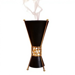 Brûleur à Bakhoor en métal noir de luxe, Mabkhara, brûleur d'encens arabe Oud, décoration parfumée pour la maison - Product Image 1