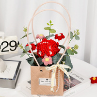 Nouveau tricoté tournesol Rose oeillet fini tricoté sac à main Bouquet saint valentin anniversaire Graduation cadeau