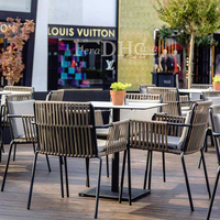 Chaise de jardin en rotin pour hôtel et restaurant, mobilier d'extérieur chinois, chaise de salle à manger en corde plastique pour patio
