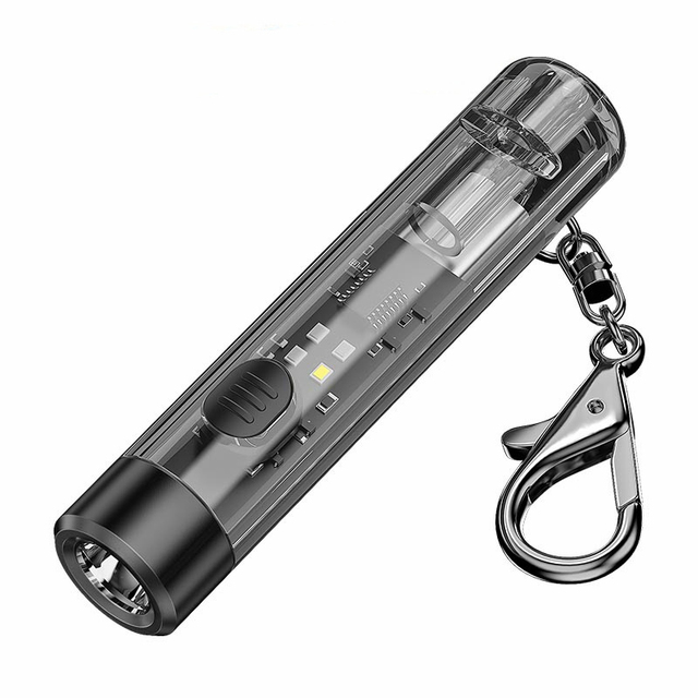 EDC Flashlight Rechargeable 6 Modes Waterproof Powerful Mini Keychain Flashlight for Camping