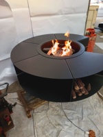 Cheminée à gaz pour l'extérieur, noir mat, télécommande, allumage circulaire, barbecue de table