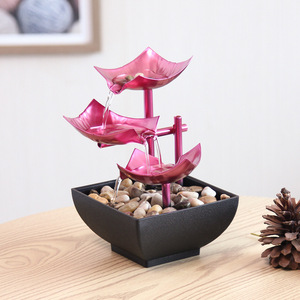 Minimalist Indoor Fountain <b>Square</b> Purple Tabletop Water Feature Office Decor - Product Image 1