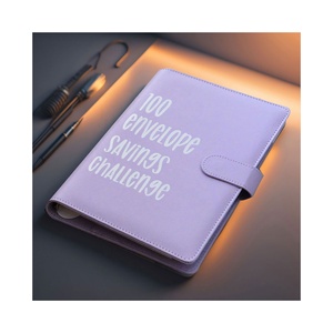 Bán buôn chất kết dính máy tính xách tay tùy chỉnh không thấm nước <span class=keywords><strong>A5</strong></span> PU da từ Loose-Leaf Tạp Chí 100 Phong Bì tiết kiệm thách thức - Product Image 1