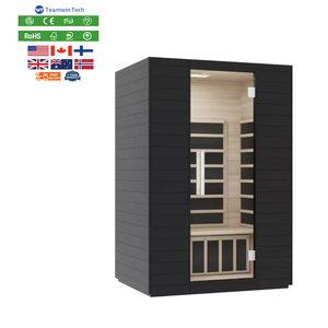 Sauna Infrarroja de Lujo Negra para 2 Personas, Madera de Hemlock, Espectro Completo, Bajo EMF, Terapia de Luz Roja, Nueva Llegada, para Interiores del Hogar - Product Image 1