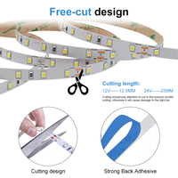 Bande LED flexible ESann SMD 2835 8mm 5m/rouleau DC12V 14.8W 120LEDs, ruban lumineux par mètre, haute luminosité