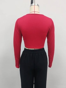 Camiseta Corta de <span class=keywords><strong>Manga</strong></span> Larga para Mujer, Estilo Y2K, Ajustada, Escote Bajo, Venta al por Mayor para Comercio Transfronterizo en la UE y EE. UU. - Product Image 4