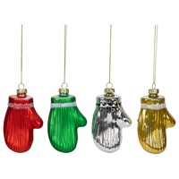 Ornements de sapin de Noël suspendus en verre multicolores Ornement de mitaines assorties Écologique