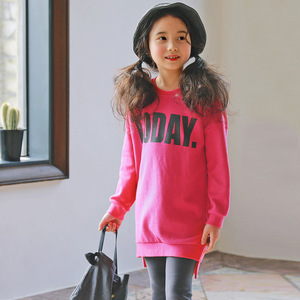 Girl Clothing Children's No Logo Knee Length Short in Front and Long in Back Different Kinds of Hoodie - Product Image 1