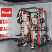 Machine Smith en acier Q235 pour entraînement de force à domicile, exercices de fitness, squats, musculation des bras, station multifonction unisexe