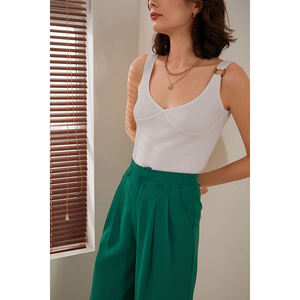 Vente en gros de chemise sexy en tricot sans manches pour femmes débardeur en laine mérinos côtelée style été doux pour femmes - Product Image 5