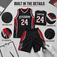 Conjunto de Uniforme de Baloncesto Personalizado y Duradero, Camiseta y Pantalones Cortos Sublimados, Transpirables y que Absorben la Humedad, para Escuela/Club, al por Mayor