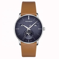 Montre mécanique pour homme, multifonction, phase de lune, date, bracelet en cuir véritable, style business