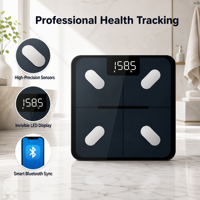 Báscula Inteligente de Grasa Corporal con Bluetooth, Báscula Digital con Pantalla LED, Báscula Electrónica de Seguimiento de Salud para el Hogar y el Gimnasio