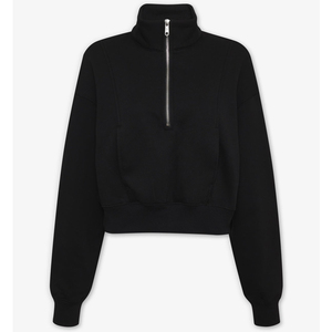 Felpe Estive Casual da <span class=keywords><strong>Donna</strong></span> Personalizzate con Stampa, Mezza Zip, Crop Top, Spalle Scivolate, Produzione OEM - Product Image 2