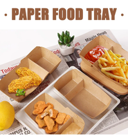 Barquette en papier kraft jetable personnalisée pour sushis, gaufres, hot-dogs, frites, snacks, plats à emporter, restauration rapide, anti-ondulation